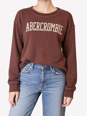 Abercrombie & Fitch Dark Mauve Logo Sweatshirt XS | Vintage Wash Crewneck